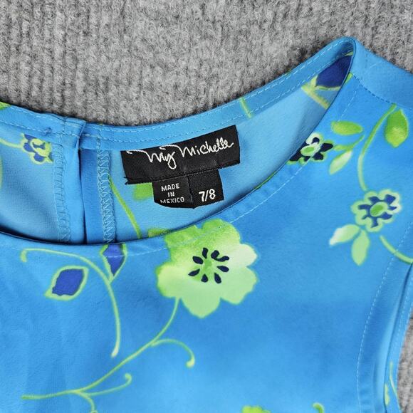 My Michelle Dress Womens 7/8 Blue Floral A-Line Shift Retro Mod 90s Colorful Y2K - Picture 2 of 6